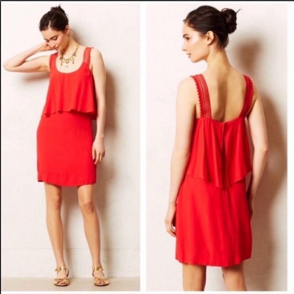 ANTHROPOLOGIE | Maeve Tisana Red Orange Sleeveless Mini Dress Women’s Size 0